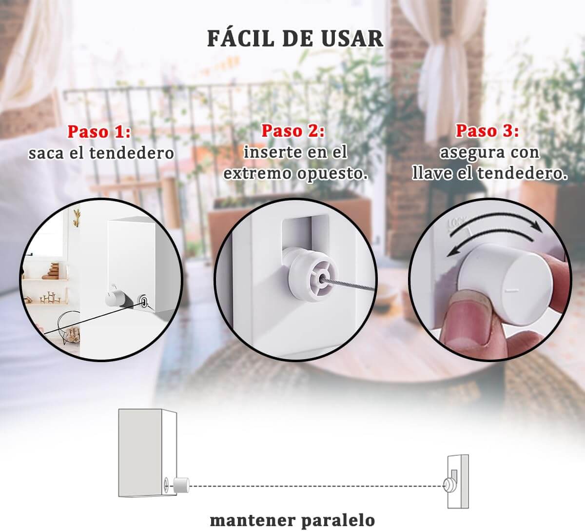 Tendedero Retráctil 4,2 m — Seca más, ocupa menos